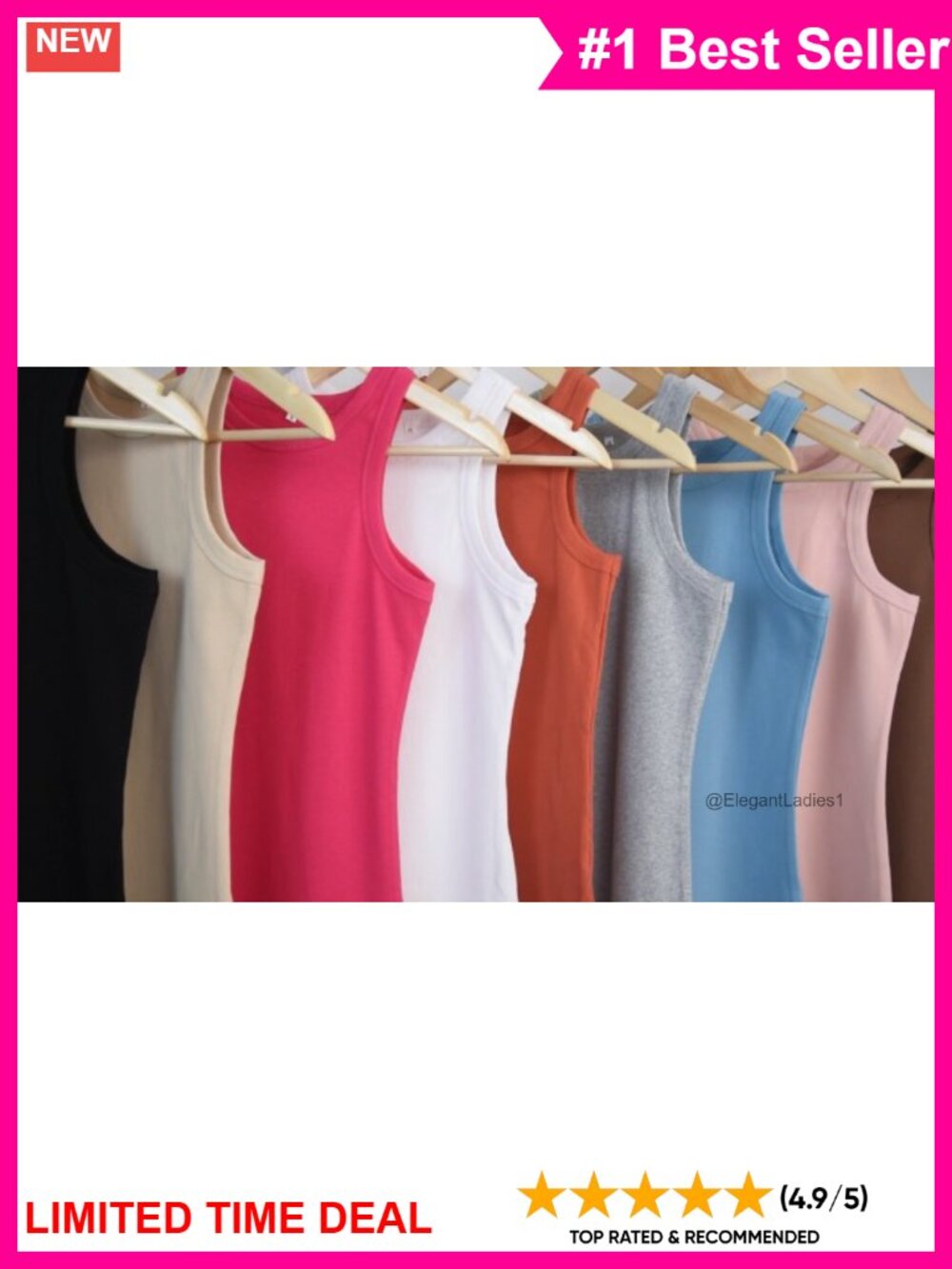 Sleeveless Racerback High Neck Ribbed Fitted Tank Top - Picture 6 of 6